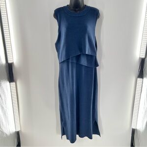 Ripe Women’s Navy Layered Nursing Business Midi Sleeveless Knit Dress-Size L